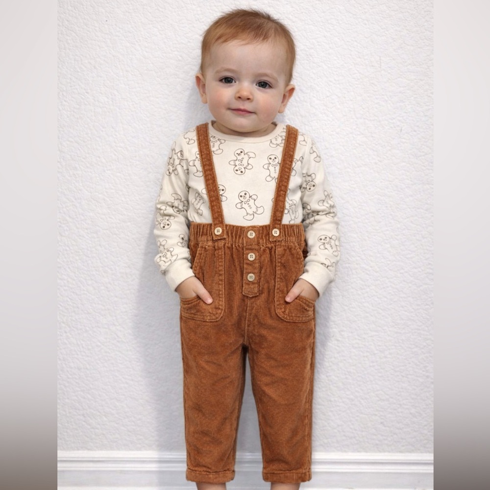 NWT! Gingerbread suspender top & bottom set